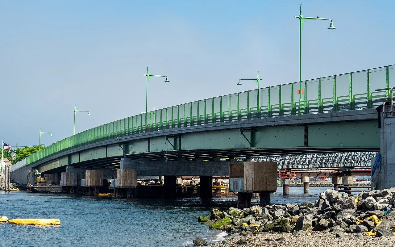City Island Bronx waterfront bridge connecting to the charming island neighborhood Maid Marines serves
