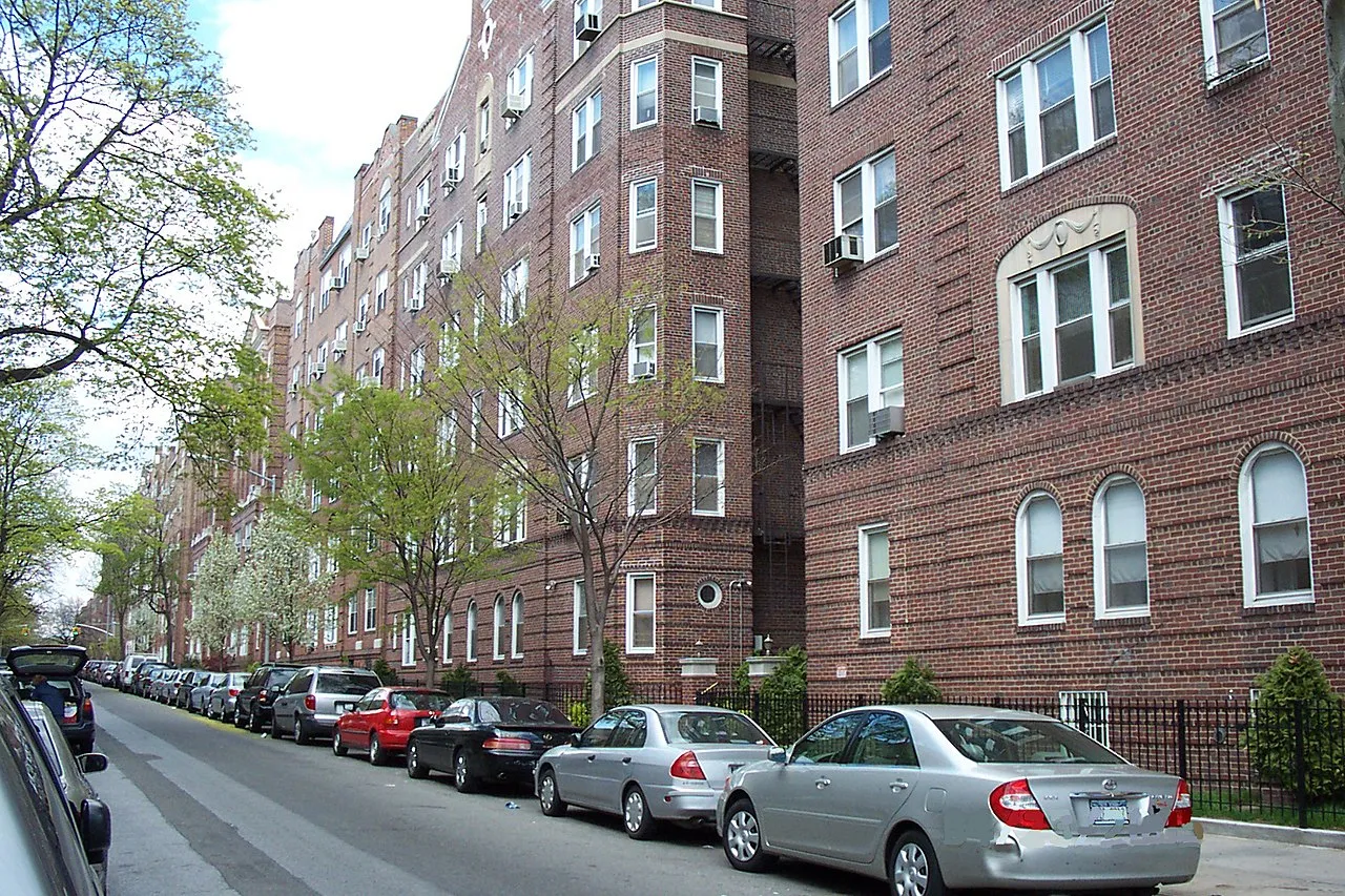 Jackson Heights Queens garden apartment courtyard in neighborhood served by Maid Marines cleaning