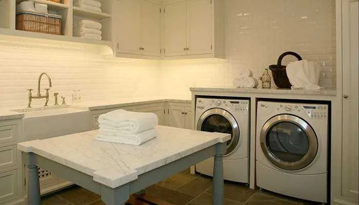 Folded laundry and clean linens from a recurring Maid Marines maid service visit