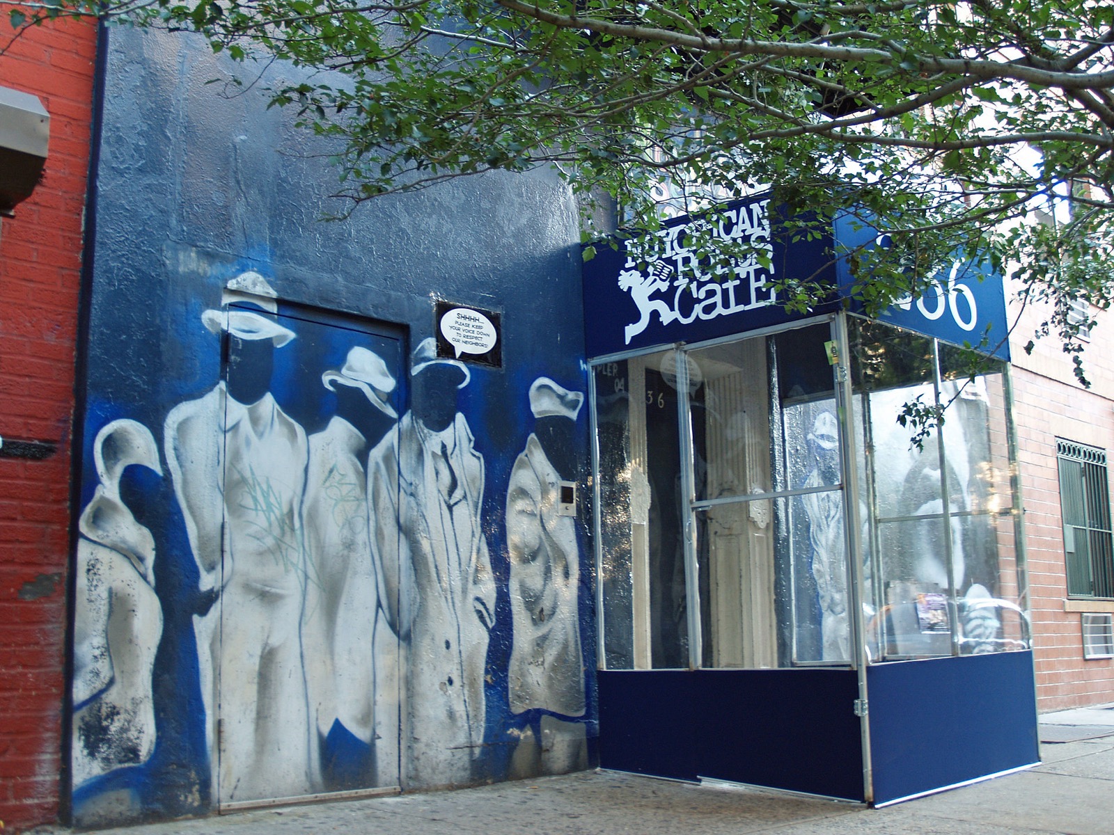 The exterior of the Nuyorican Poets Cafe at 236 East 3rd Street in Alphabet City, the most important spoken word and poetry slam venue in the country