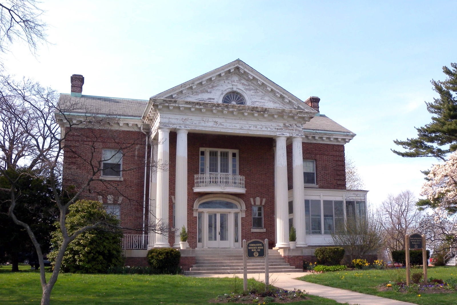 The Commanding Officer's House, a landmarked Colonial Revival mansion at Fort Totten near Beechhurst Queens