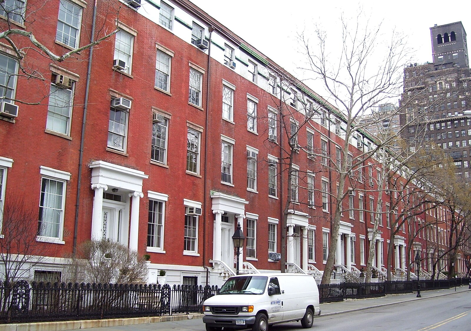 The Row, a continuous line of Greek Revival rowhouses on Washington Square North, among the finest pre-Civil War domestic architecture surviving in New York