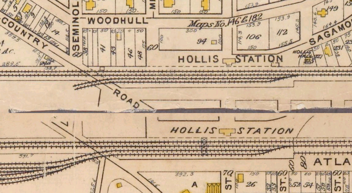 The Hollis LIRR station in 1909, roughly two decades after Frederick Dunton established this stop and began developing the neighborhood as a commuter village