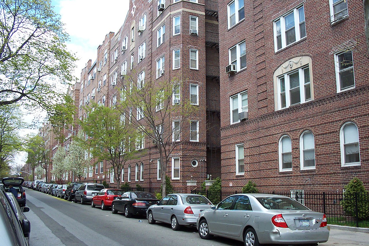 Jackson Heights Queens garden apartment courtyard in neighborhood served by Maid Marines cleaning