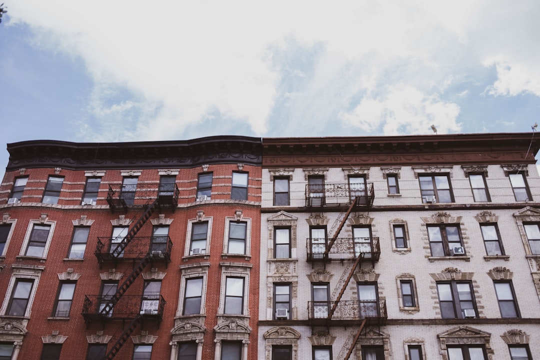 Mid-rise postwar brick apartment buildings in Brooklyn showing the scale and character typical of the co-op buildings along Nostrand Avenue in Kings Bay