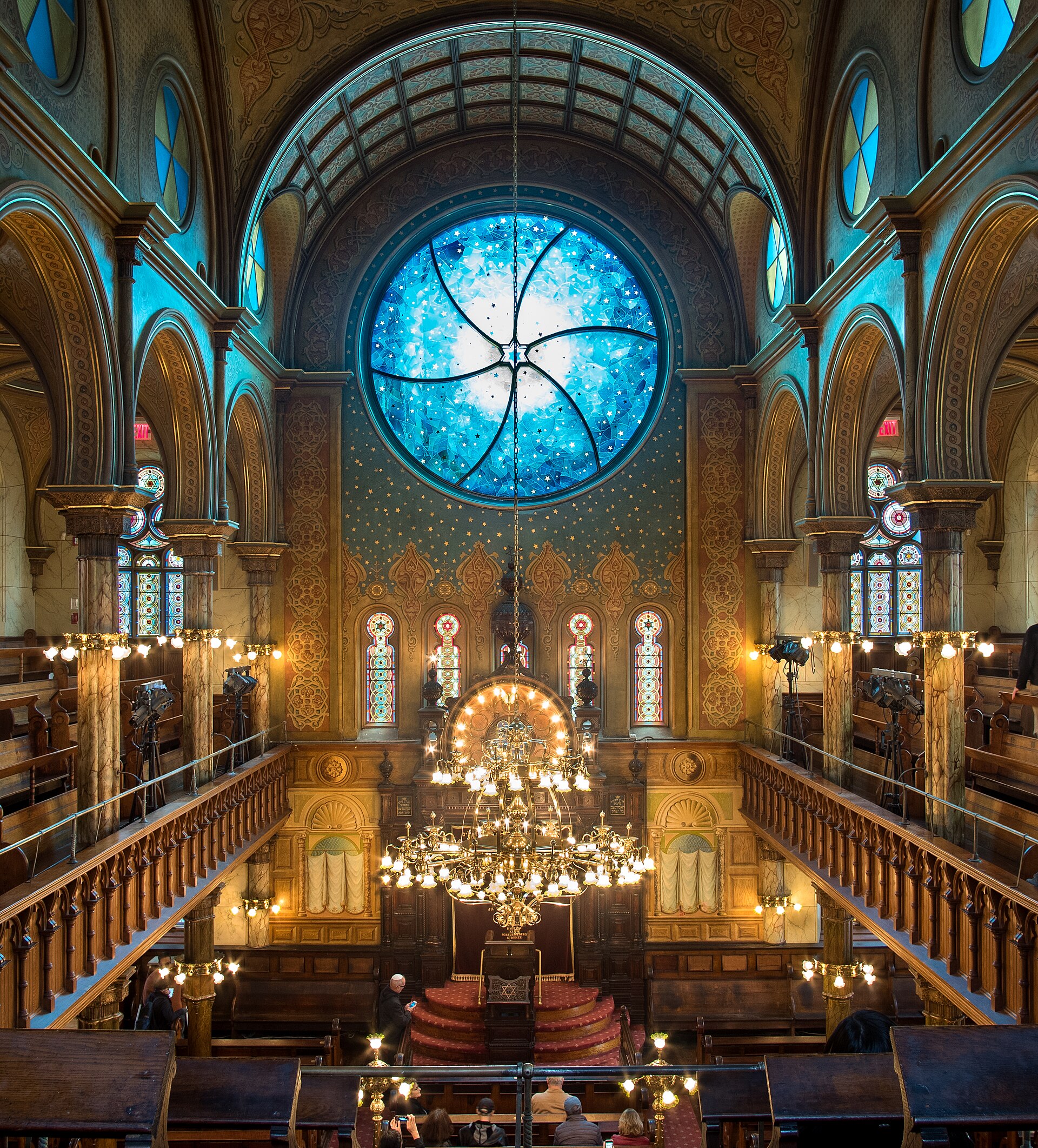 Interior of the Eldridge Street Synagogue, the restored 1887 Moorish-Gothic sanctuary that nearly crumbled before a decades-long rescue