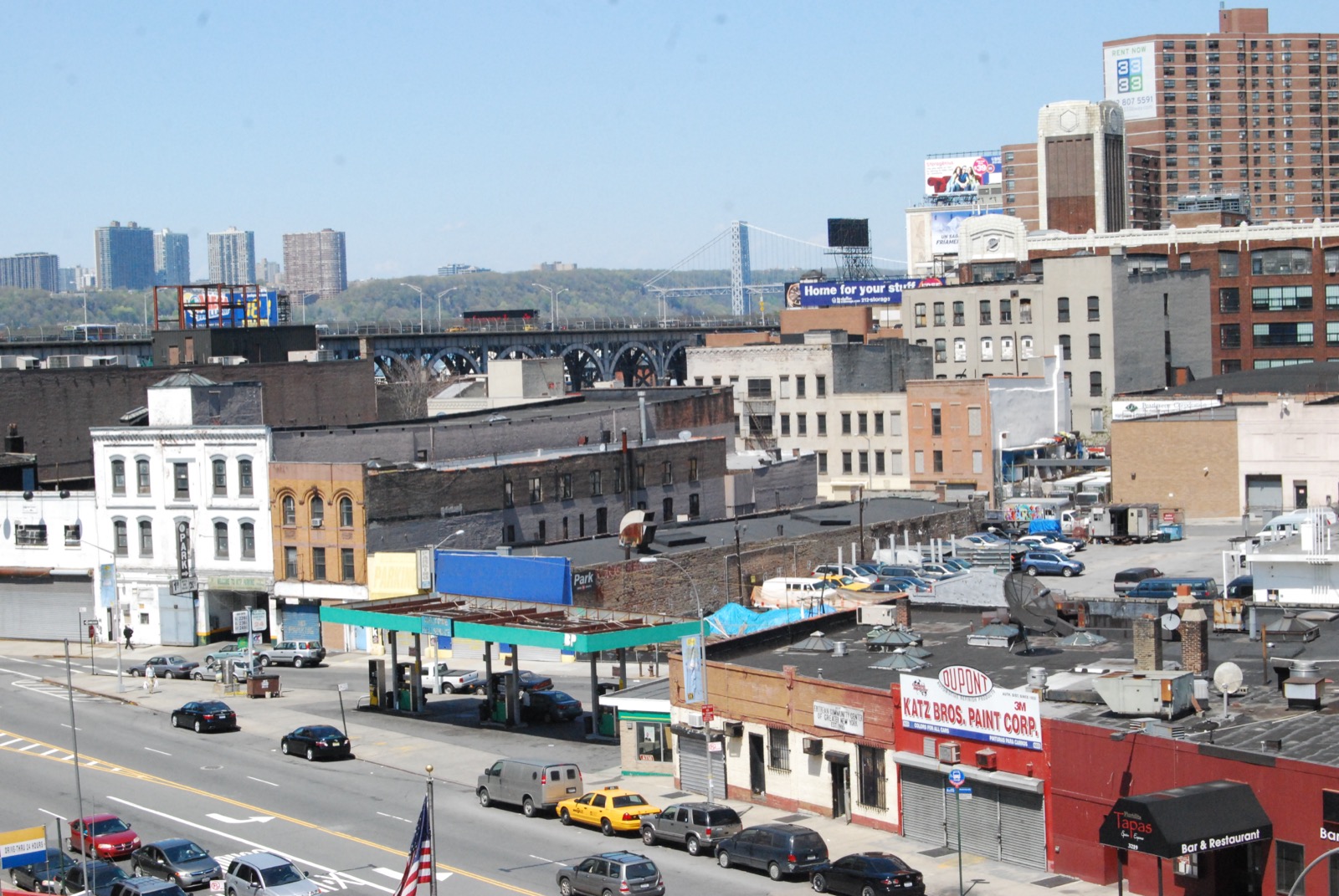 Manhattanville streetscape along Broadway showing the pre-war residential blocks and commercial corridor that define the neighborhood east of the Columbia campus zone