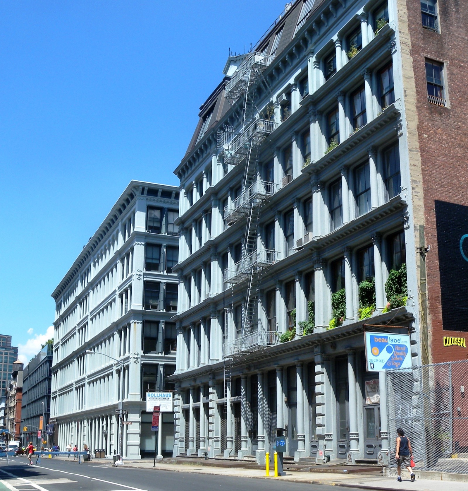 Cast-iron facades at Grand and Crosby Streets in SoHo, part of the largest concentration of cast-iron architecture in the world