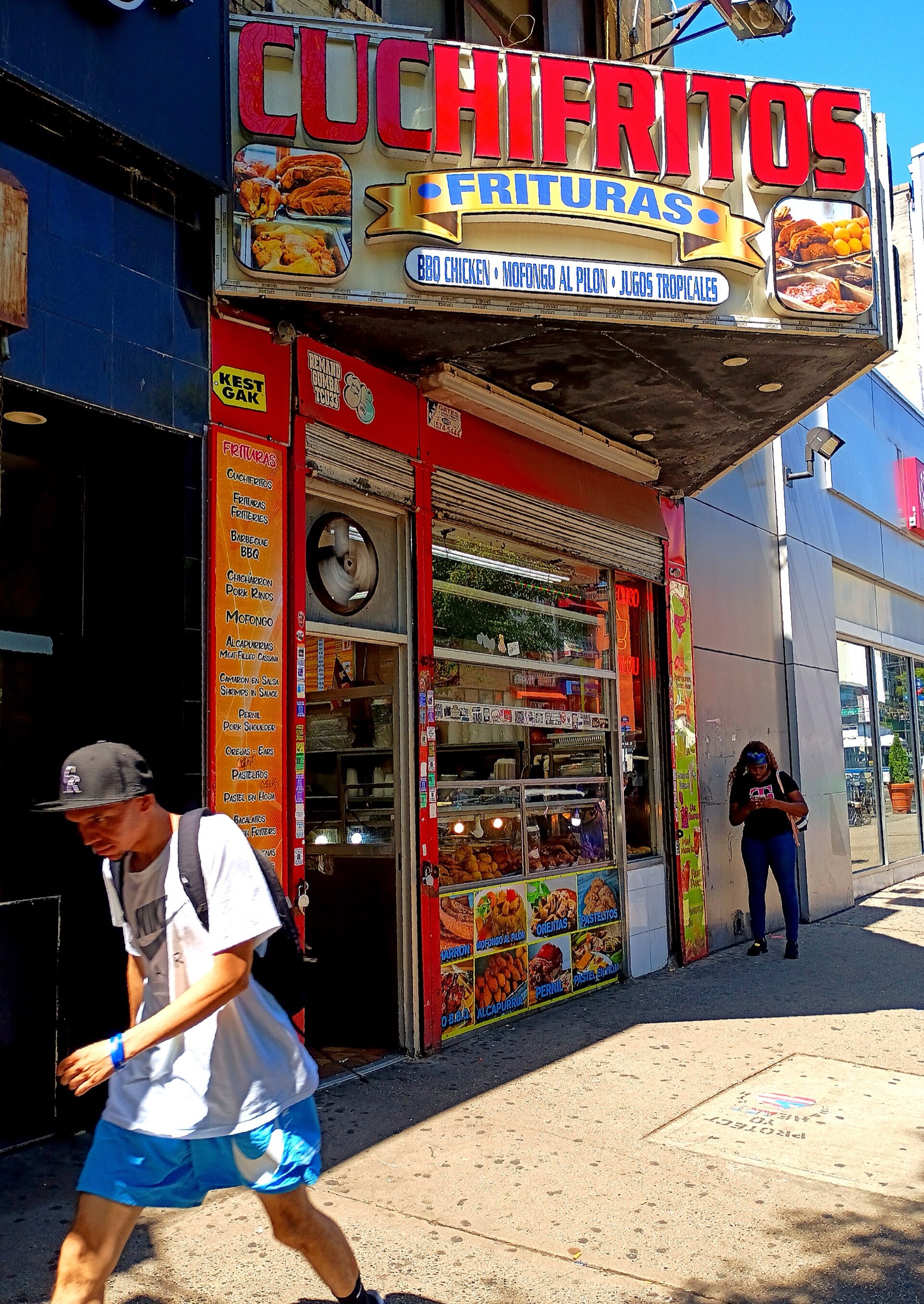 A cuchifritos storefront in Manhattan, selling the fried Puerto Rican street food tradition that has been part of El Barrio's culinary culture since the earliest days of the community