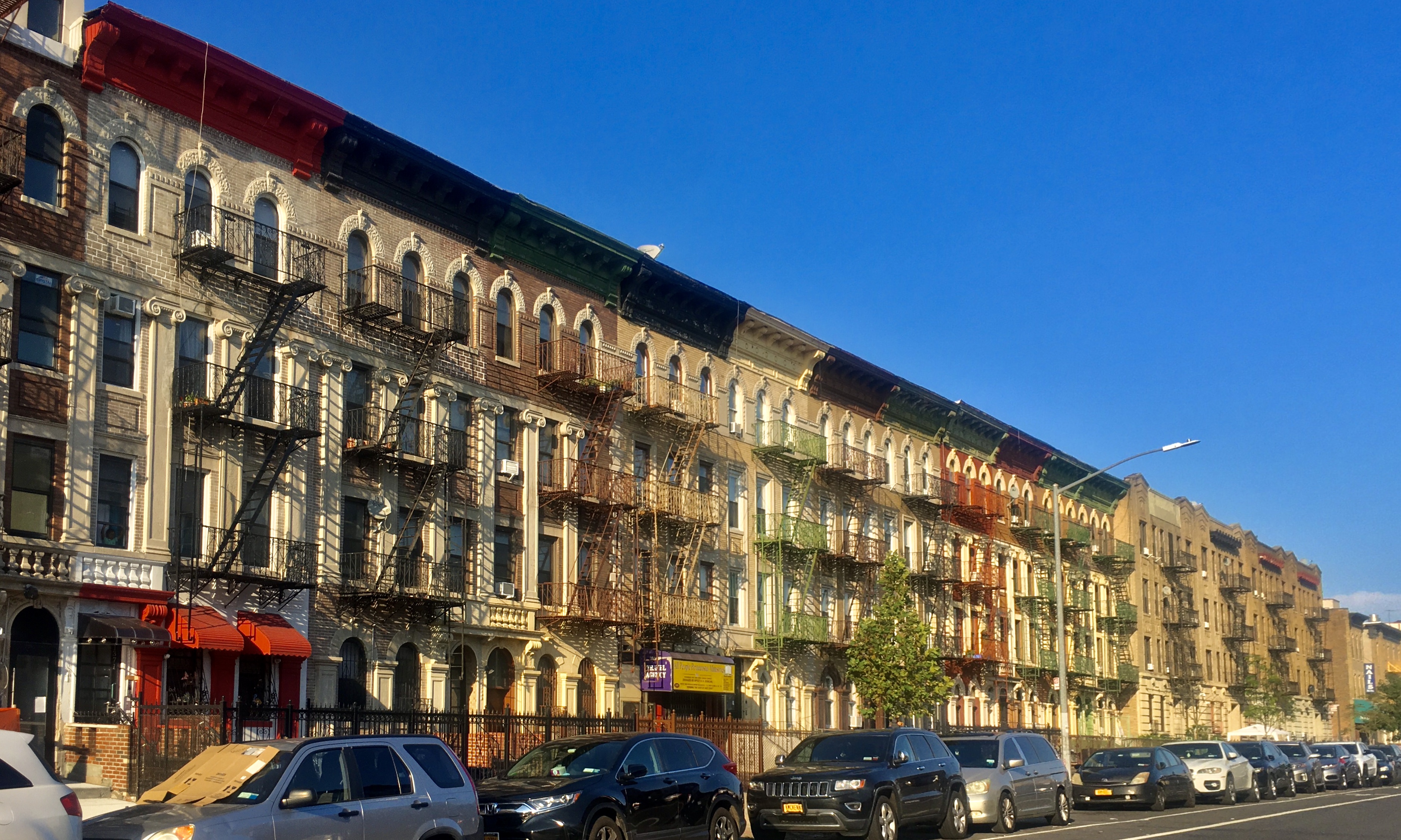 Residential street near the Crown Heights-Wingate border, showing the tree-lined block character and prewar brick buildings that define the central Brooklyn residential fabric